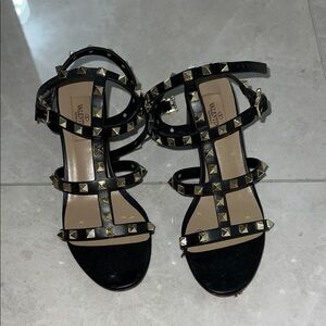 Black and Gold Studded Sandals